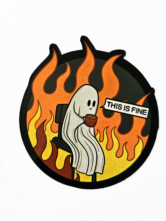 'This is Fine' Ghost Sticker