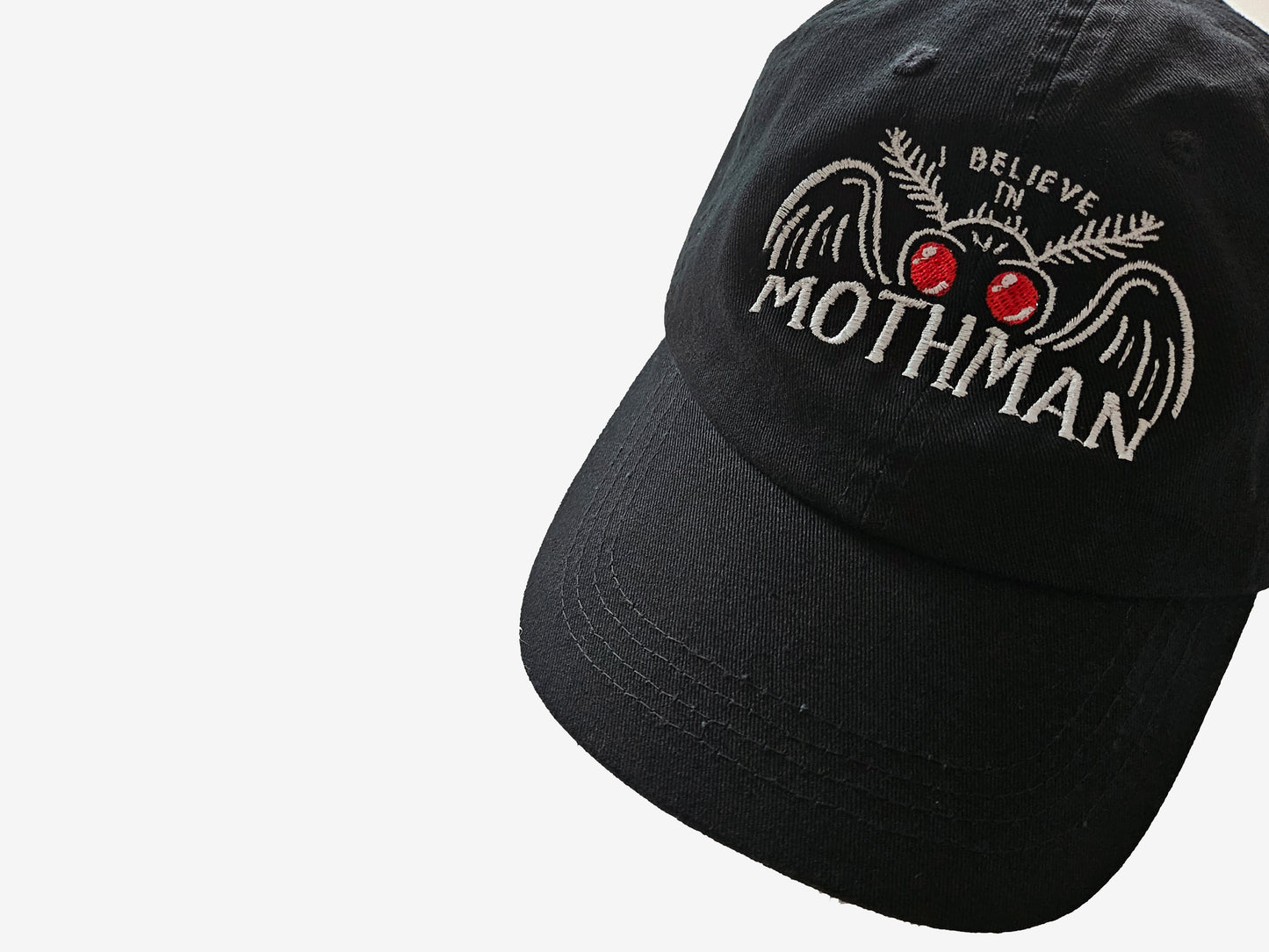 I Believe in Mothman Dad Caps