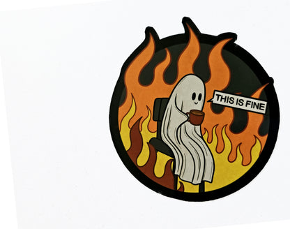 'This is Fine' Ghost Sticker